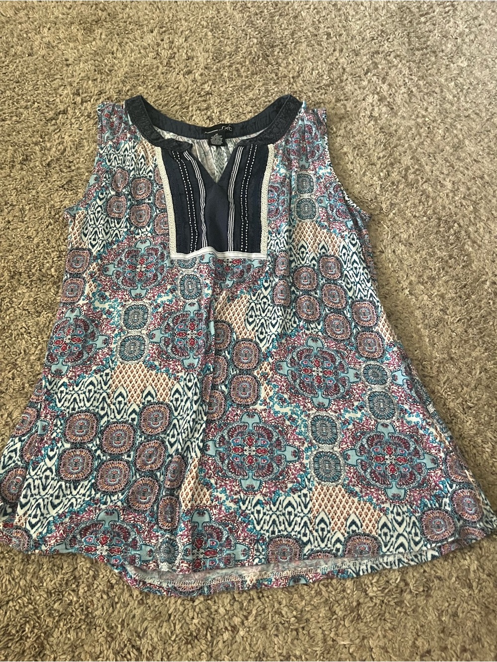 RXB Printed Sleeveless Tank in Teal, Navy, Coral